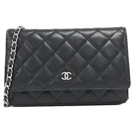Chanel-Chanel Timeless Classic Line AP0250 Chain Wallet-Black,Dark red