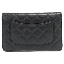 Chanel-Chanel Timeless Classic Line AP0250 Chain Wallet-Black,Dark red