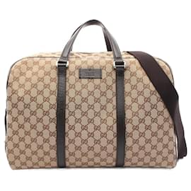 Gucci-Gucci GG Canvas Leather Boston Bag 449167-Brown,Beige