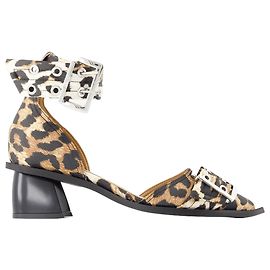 Feminine Open Cut Pumps - Ganni - Synthetic - Printed Other