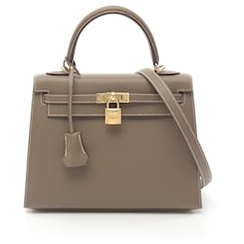 Hermès-Sac à main en cuir Hermes Kelly 25 marron-Marron