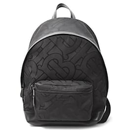 Burberry-Burberry Nylon Leather TB Monogram Backpack-Black