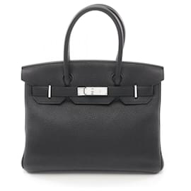 Hermès-Hermes Birkin 30 Leather Handbag Black-Black