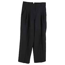 Autre Marque-The Frankie Shop Pleated Wide Leg Trousers in Black Polyester-Black