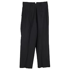 Autre Marque-The Frankie Shop Pleated Wide Leg Trousers in Black Polyester-Black