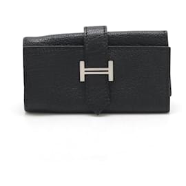 Hermès-Hermes Chevre Bearn 4-Key Case Black-Black