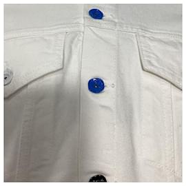 Off White-Off-White Cropped Multicolor Button Jacket in White Cotton-White,Cream