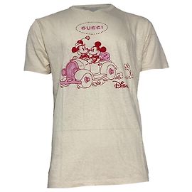 Camiseta Gucci x Disney Mickey Mouse em algodão creme Branco Cru