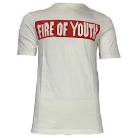 Loewe-Loewe Fire of Youth T-Shirt in White Cotton-White