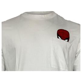 Moncler-Moncler Spider-Man Motif T-Shirt in White Cotton-White