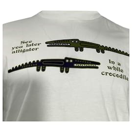 Moncler-Moncler Aligator Crew-Neck T-Shirt in White Cotton-White