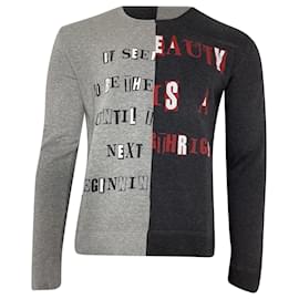 Valentino Garavani-Valentino Jamie Reid Punk Poem Crew Sweatshirt in Grey Cotton-Grey