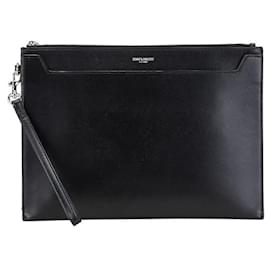 Yves Saint Laurent-Saint Laurent Leather Clutch Bag 608060-Black