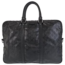 Gucci-Gucci Black PVC Leather Briefcase-Black