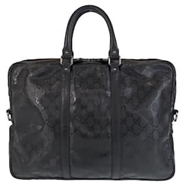 Gucci-Gucci Black PVC Leather Briefcase-Black