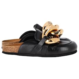 JW Anderson-JW Anderson Chain Loafer Mules in Black Leather-Black