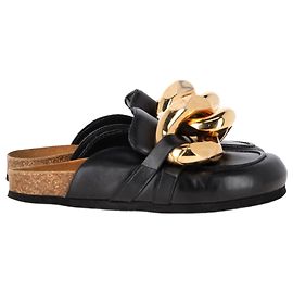 Mules de cadena JW Anderson en cuero negro Negro