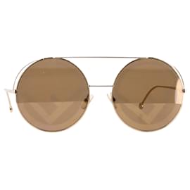Fendi-Fendi Round Sunglasses in Gold Metal-Golden