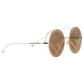 Fendi-Fendi Round Sunglasses in Gold Metal-Golden