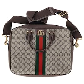 Gucci-Pasta Gucci GG Supreme Ophidia em lona bege-Bege