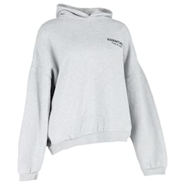 Fear of God- Fear of God Essentials Logo Print Hoodie in Grey Cotton-Grey