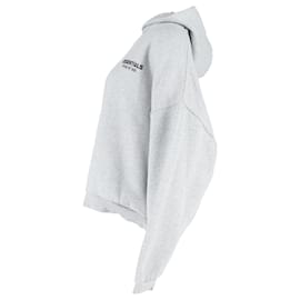 Fear of God- Fear of God Essentials Logo Print Hoodie in Grey Cotton-Grey