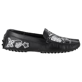 Tod's- Tod's Embroidered Loafers in Black Leather-Black