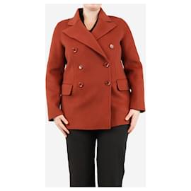 Autre Marque-Rust brown double-breasted wool peacoat - size UK 14-Brown