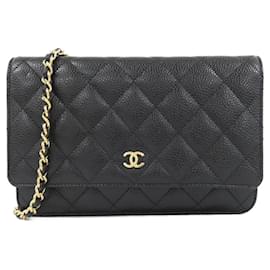 Chanel-Chanel Timeless Classic Line AP0250 Chain Wallet-Black,Dark red