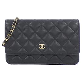 Chanel-Chanel Timeless Classic Line AP0250 Chain Wallet-Black,Dark red