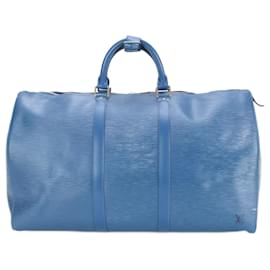Louis Vuitton-Louis Vuitton Epi Keepall 50 M42965 Leather Boston Bag-Blue