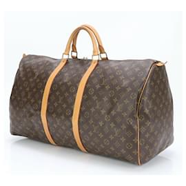 Louis Vuitton-Louis Vuitton Monogram Keepall 60 Leather Boston Bag-Brown