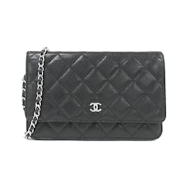 Chanel-Chanel Ligne Classique Intemporelle AP0250 Portefeuille Chaîne-Noir,Bordeaux