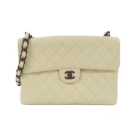 Chanel-Chanel Ivory Caviar Leather Shoulder Bag-Cream