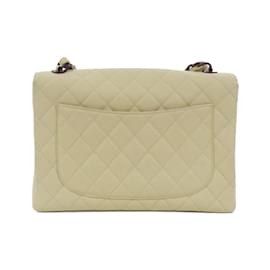 Chanel-Chanel Ivory Caviar Leather Shoulder Bag-Cream