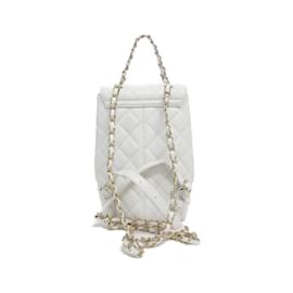 Chanel-Chanel White Caviar Leather Backpack-White