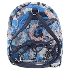 Chanel-Chanel Blue Multi-color Canvas Backpack-Blue,Multiple colors