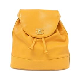 Chanel-Chanel Orange Caviar Leather Backpack-Orange