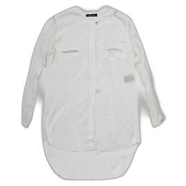 Camicia Damir Doma in seta con maniche in chiffon di seta bianca Bianco