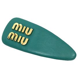Clipe de cabelo em couro verde Miu Miu Verde