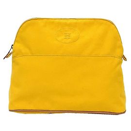 Hermès Pochette Bolide GM Hermes en toile de coton jaune Jaune