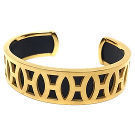 Hermès Hermes H Bangle Bracelet Black Golden