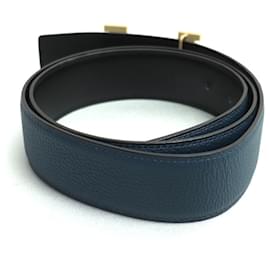 Hermès-HERMES Constance 38mm H Gold Buckle Belt-Black,Blue