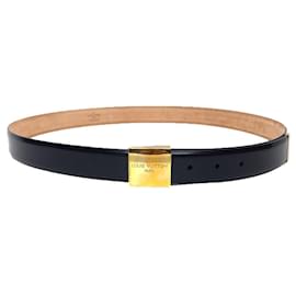 Louis Vuitton-Cinto de couro Louis Vuitton Santur Carre M6801-Preto,Dourado
