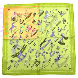 Hermès-Hermes Carre 45 Scarf - Raconte moi le cheval-Yellow