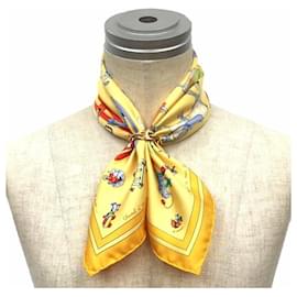 Hermès-Hermes Carre 45 Scarf - Raconte moi le cheval-Yellow