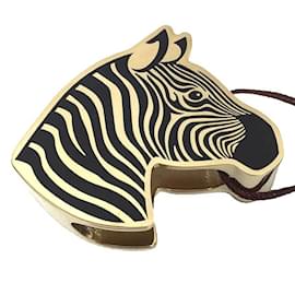 Hermès-Hermes Scarf Ring in Black and Gold-Black,Golden
