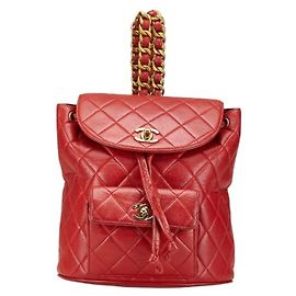 Chanel Matelassé Coco Mark Rucksack Rot