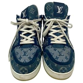 Louis Vuitton-Louis Vuitton Monogram Denim Sneakers-White,Blue