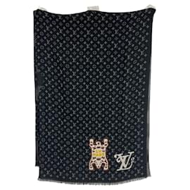 Louis Vuitton-Louis Vuitton Squared NIGO Collaboration Scarf-Black